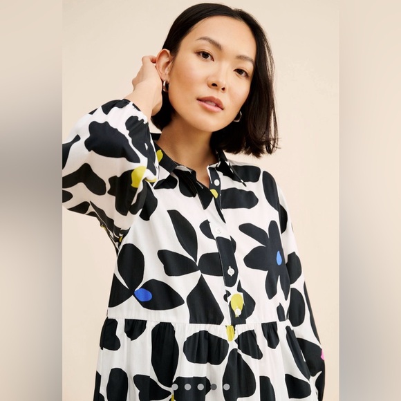 Anthropologie The Bettina Black and Pink Floral Dress - Picture 2 of 6